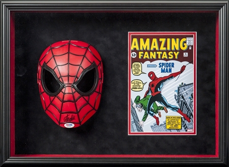 Stan Lee Signed Spiderman Mask Custom Shadowbox Display (PSA/DNA)